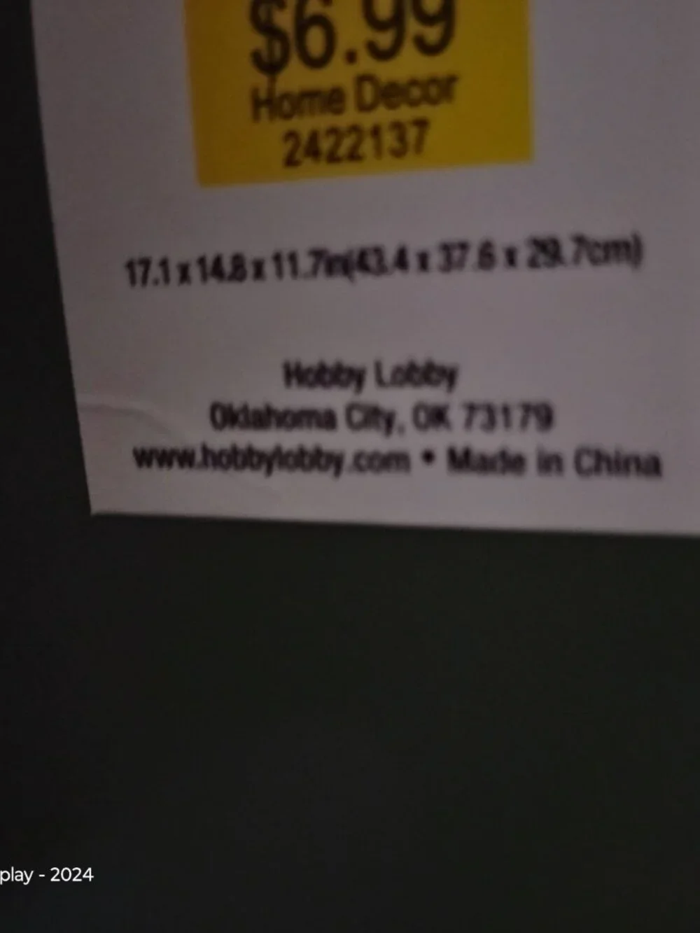 Hobby Lobby Green Plastic Storage Bin